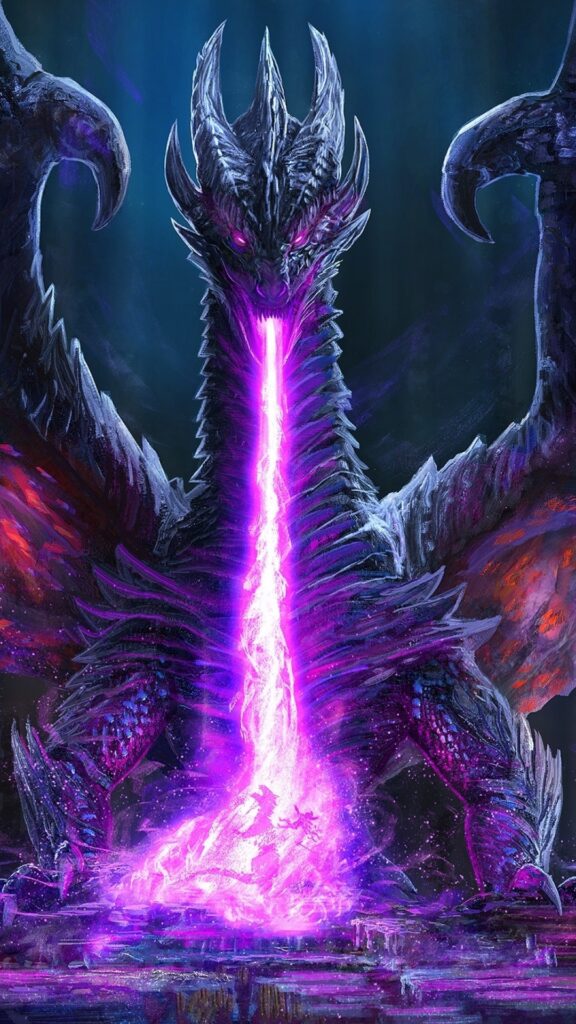 фиолетовые обои на телефон, скачать картинку дракон
