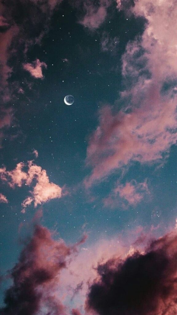 скачать обои луна, на телефон, картинка, небо, эстетика
