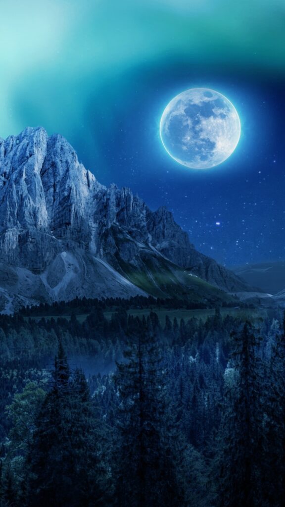 скачать обои луна, на телефон, картинка гора