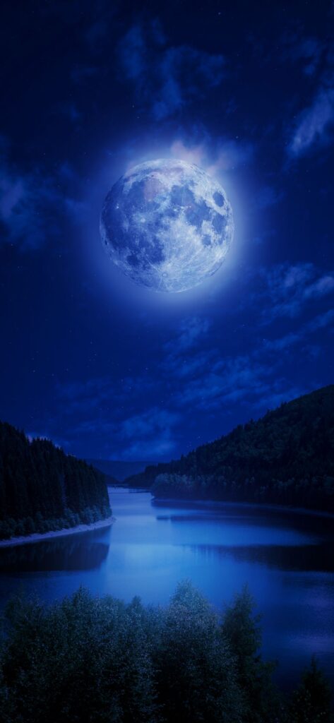 обои, вертикальные, фото, луна ночь, высокое качество