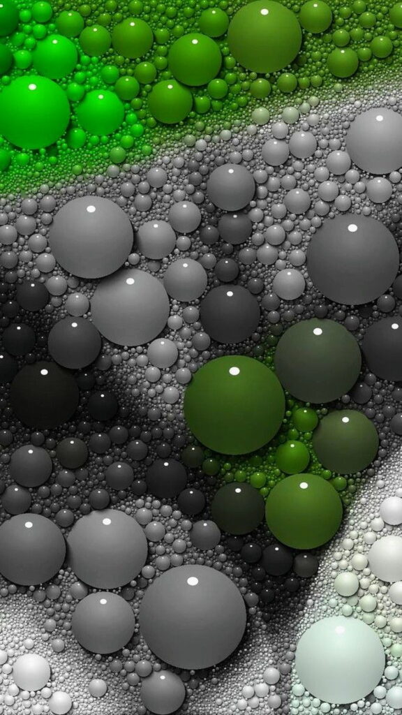 обои 3D эффект, заставка на телефон, пузыри зеленый