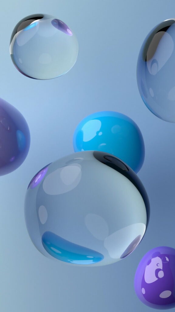 обои 3D эффект, заставка на телефон, пузыри