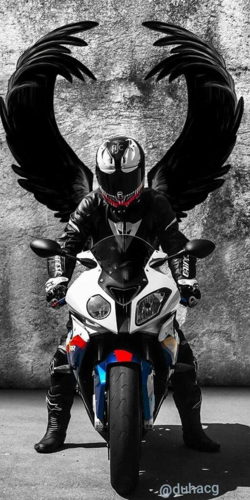 обои мотоцикл, заставка на телефон, картинка, байкер, крылья