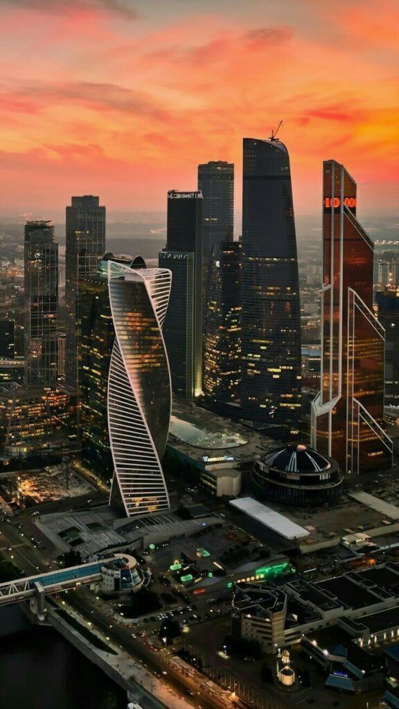 обои город, заставка на телефон, Москва-сити