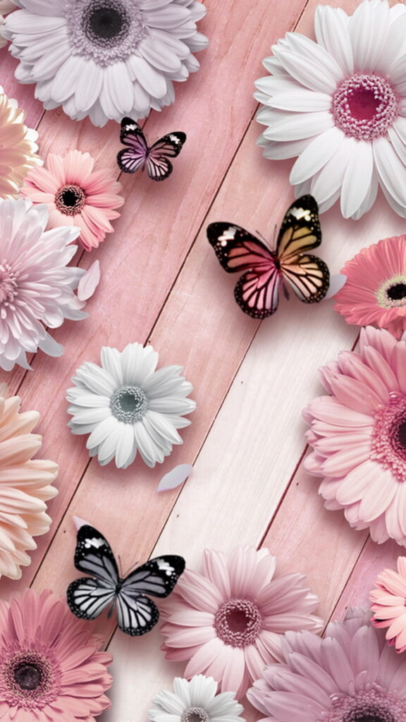 обои для девочек, заставка на телефон, картинка, для девушки, бабочки, розовый