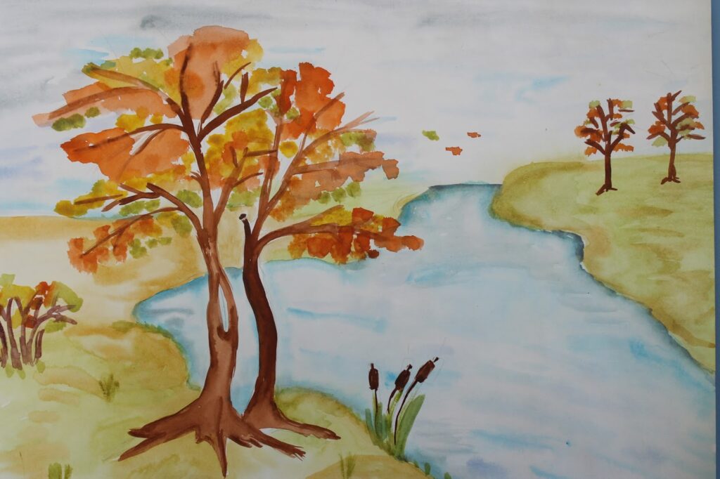 Рисунок красками на тему осень в детский сад – «Октябрьские мотивы» — пошаговый мастер-класс