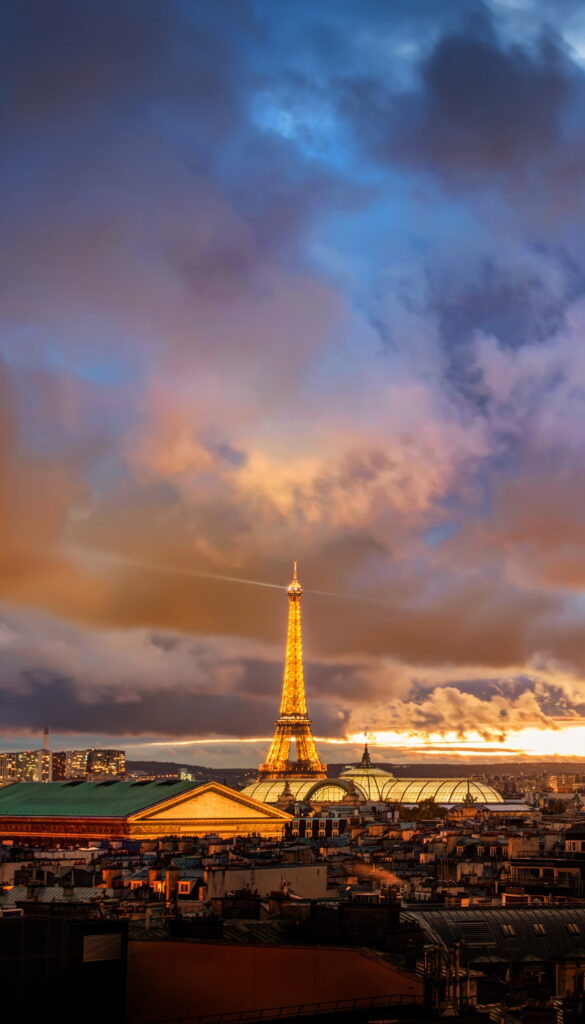 обои ultra HD 4K, заставка на телефон, пейзаж, Париж, Эйфелева башня