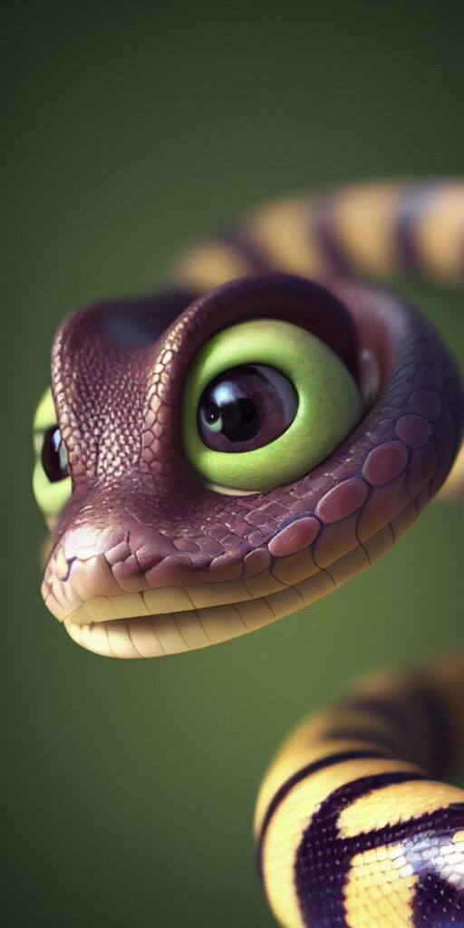 обои змея, 4k картинки со змеями, мультяшная змея