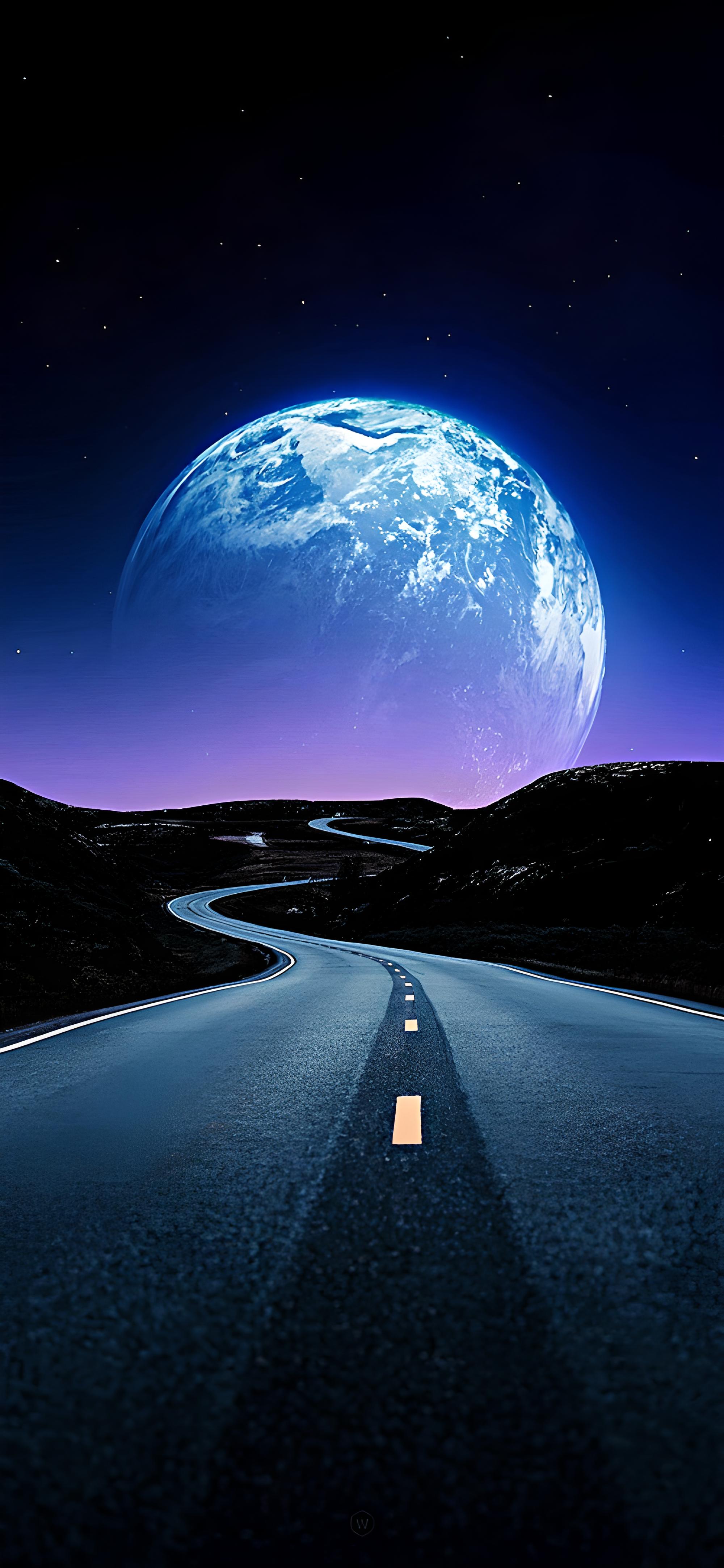 обои на телефон дорога, скачать картинку дорога, лунная планета