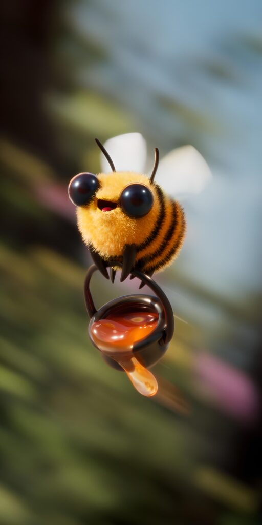 милые обои на телефон, скачать картинку пчелка с медом