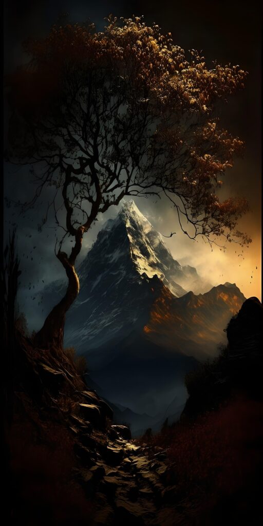 темные обои на телефон, картинка высокого качества гора, природа, вечер
