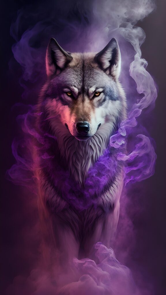 обои на телефон волк, скачать картинку волк, пурпурный
