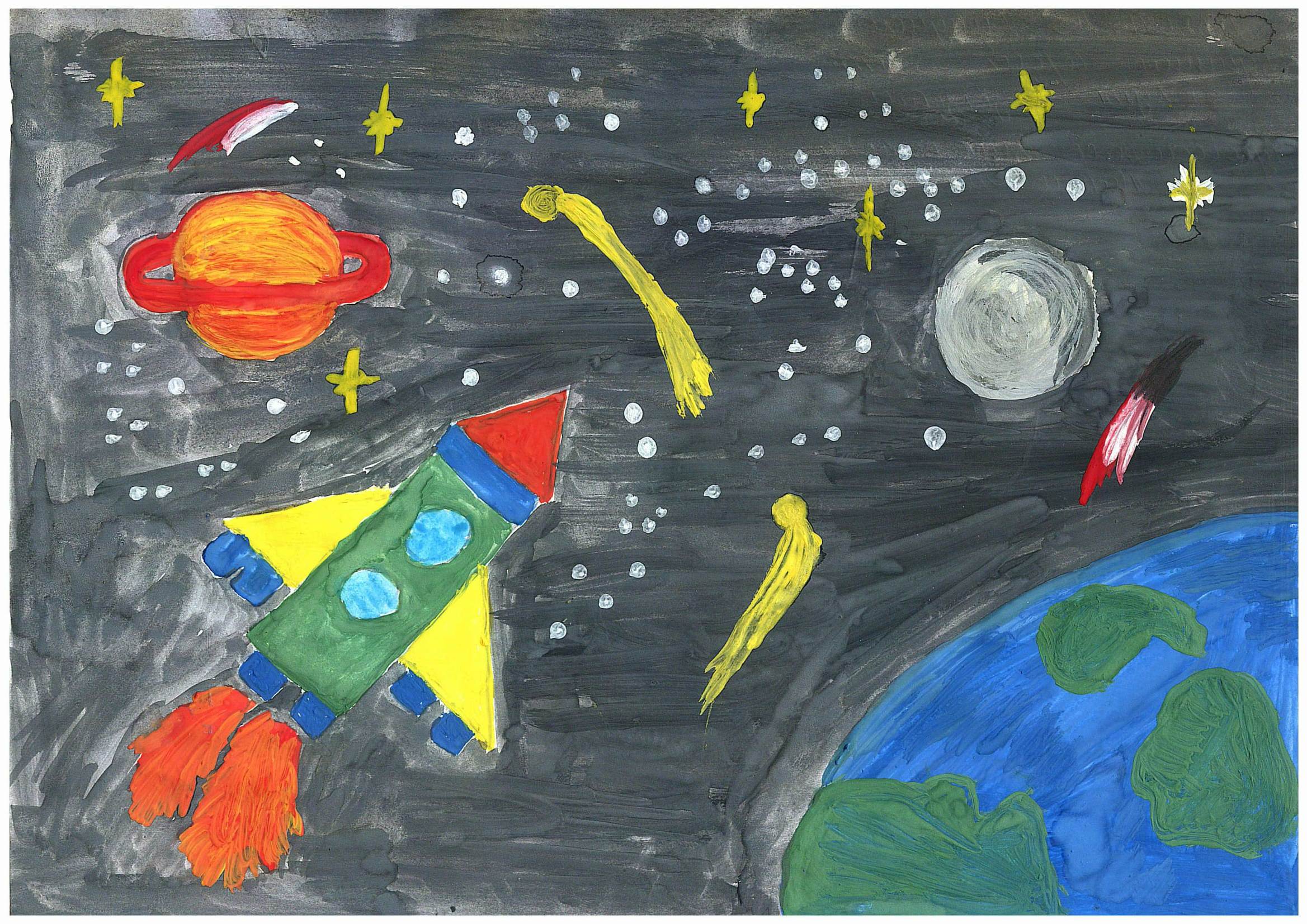 Нарисовать космос 1 класс. Рисунок на тему космос. Рисунок на космическую тему. Детский рисунок на тему космос. Детские рисунки про космос.