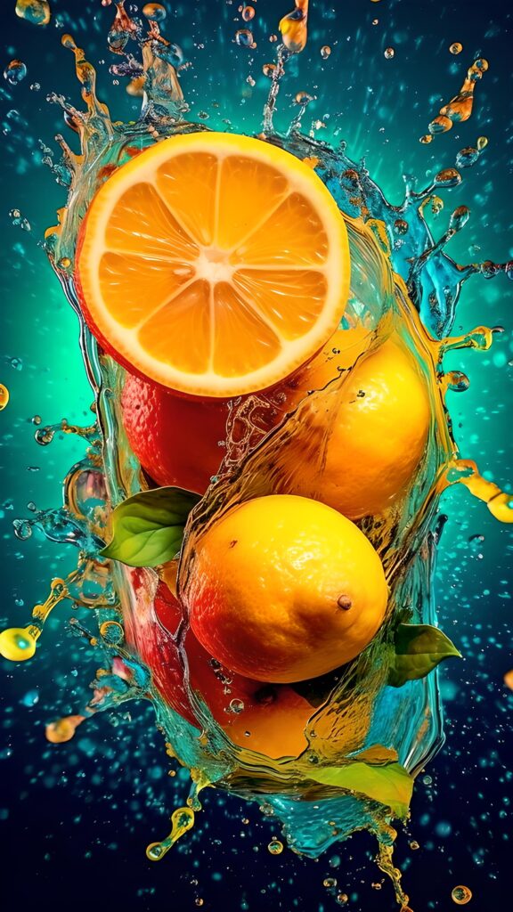 обои на телефон фрукты, скачать картинку лимоны в воде