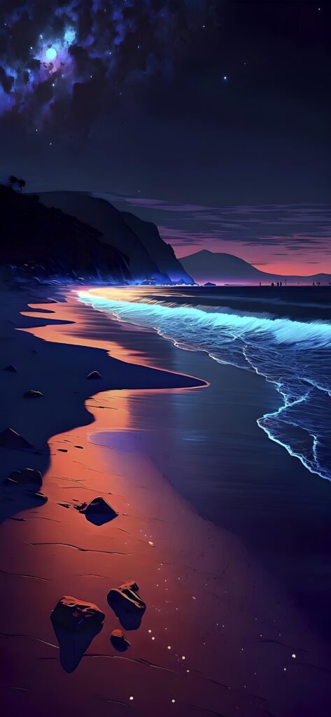 темные обои на телефон, картинка высокого качества на темном фоне берег, море, краски