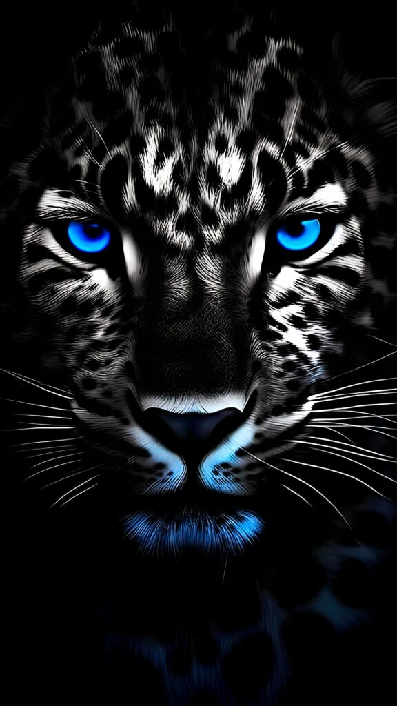обои на телефон животные, скачать картинку леопард на черном, синие глаза