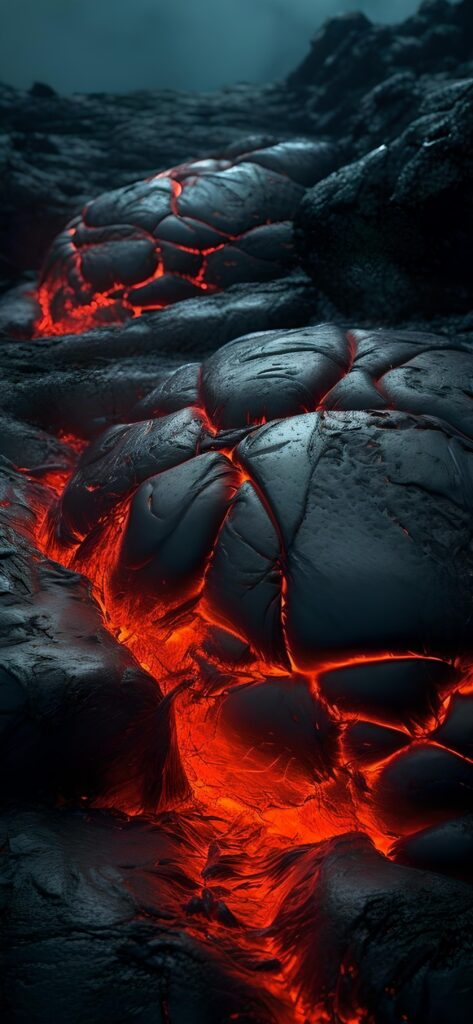 темные обои на телефон, картинка высокого качества застывшая лава, красный
