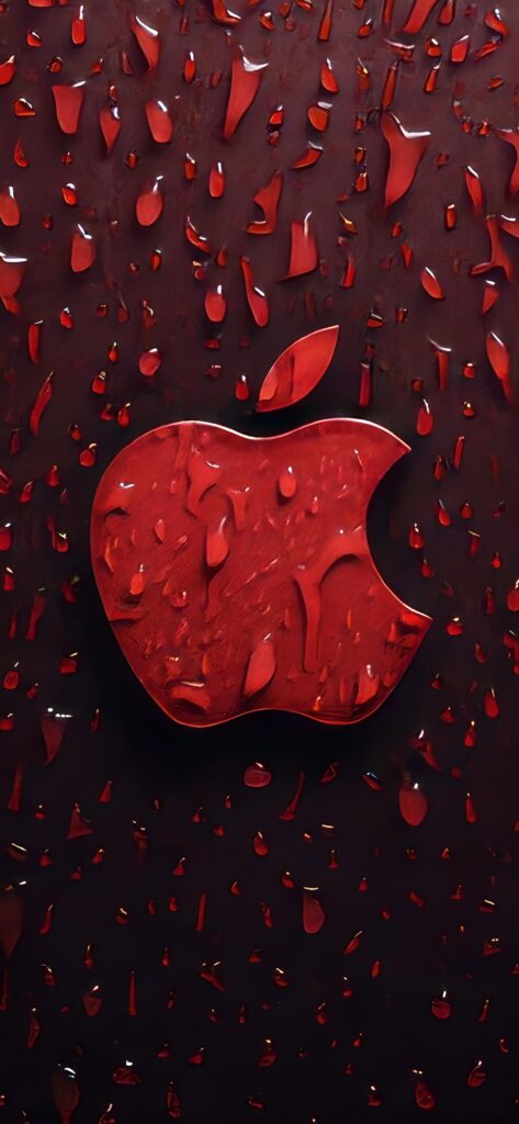 заставка на телефон капли, скачать картинку логотип apple, красный