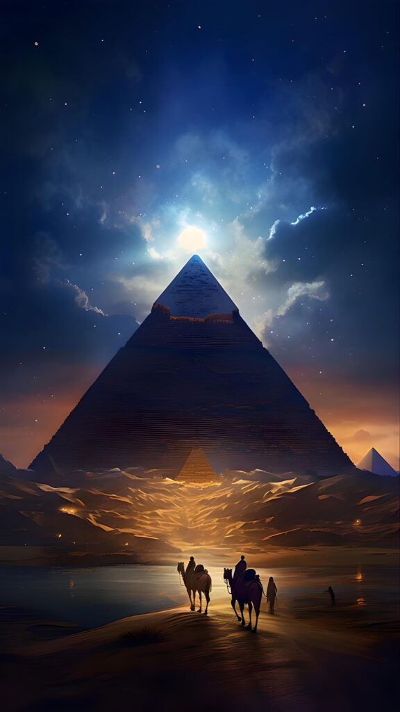 темные обои на телефон, картинка высокого качества пирамида Хеопса, пейзаж
