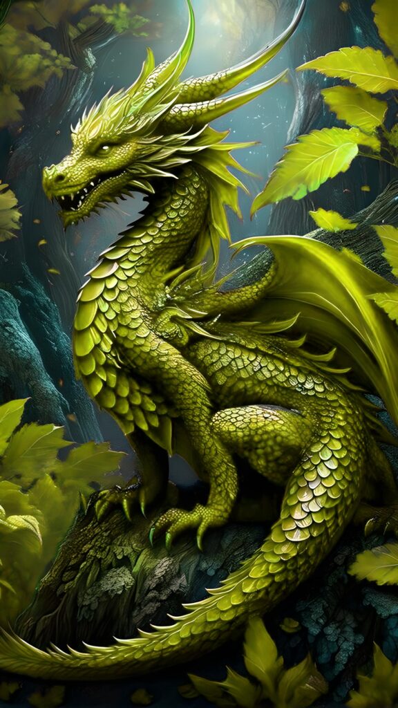 обои на телефон дракон, скачать картинку зеленый сказочный дракон