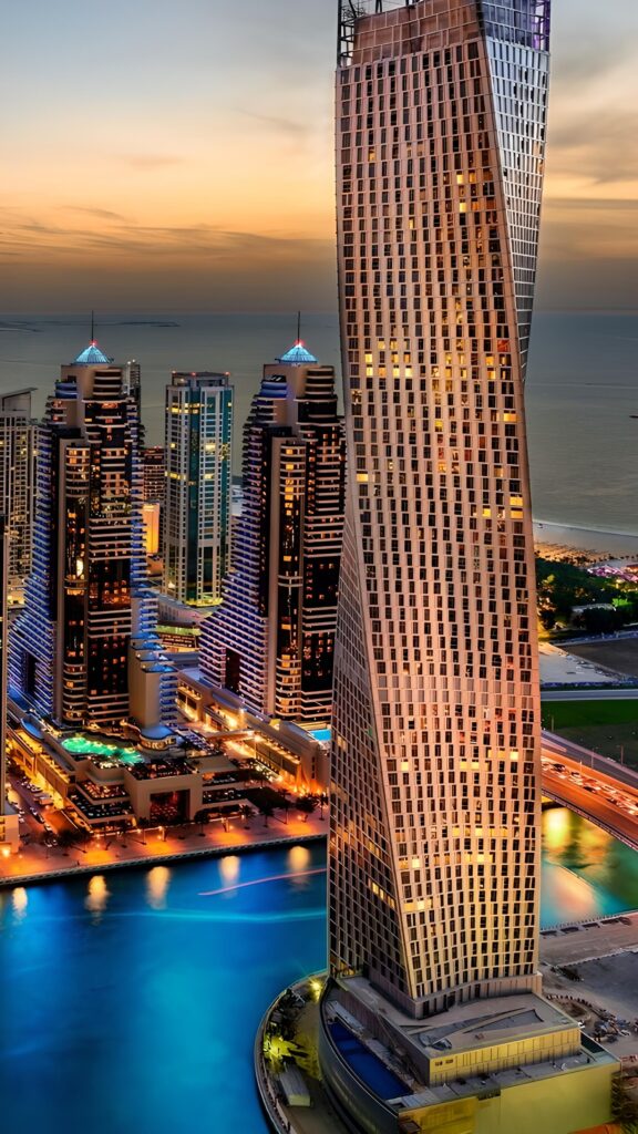 обои на телефон ночной город, скачать картинку Абу-Даби, Дубай