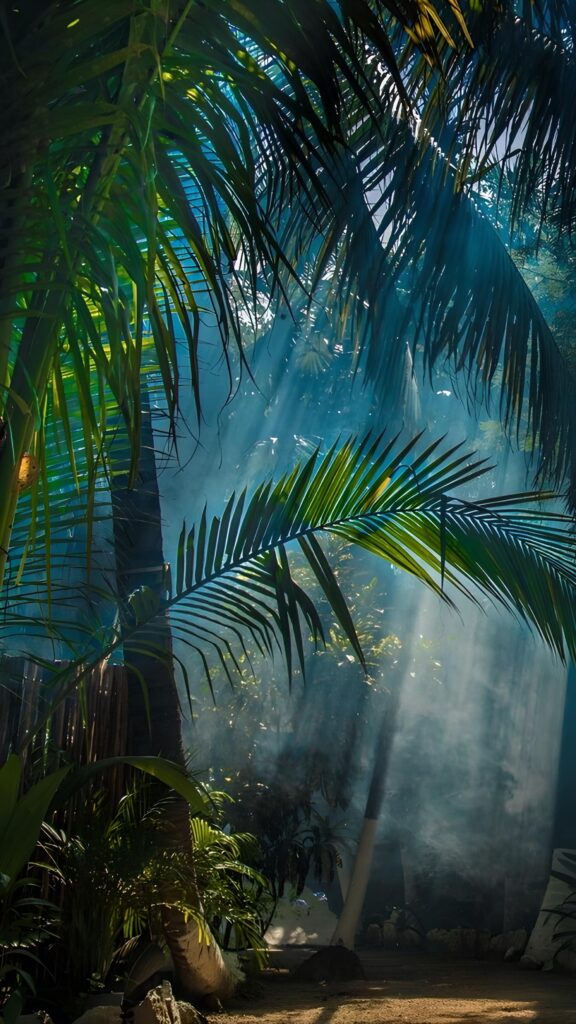 обои на телефон пальмы, скачать картинку в тропическом лесу