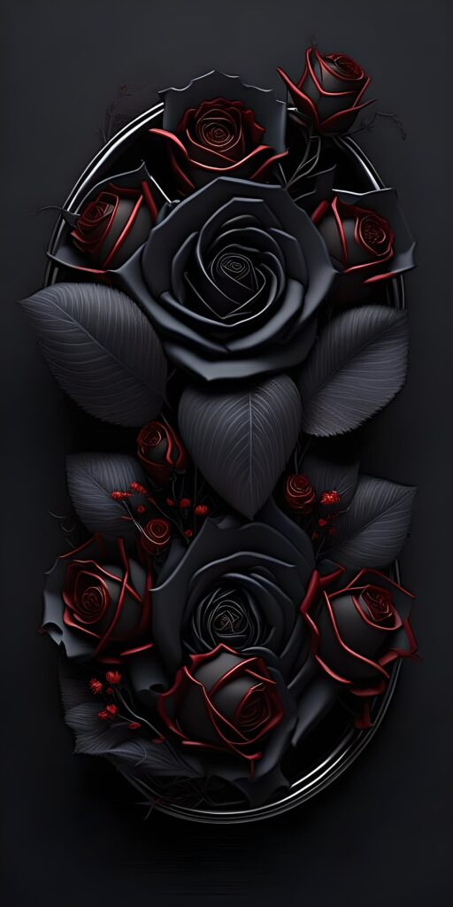 черные обои на телефон, заставка 4k, розы, цветок из металла