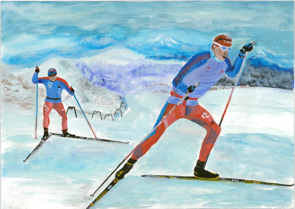 Лыжник 3 класс. Картина лыжи. Лыжник иллюстрация. Лыжник рисунок. Рисование в живописи лыжника.