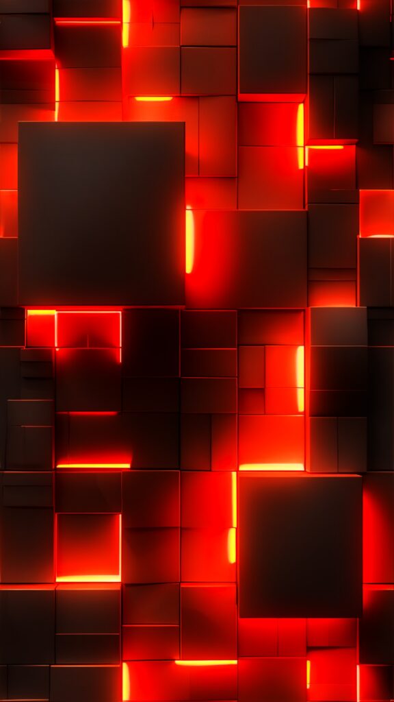куб, абстракция, красная текстура, световой эффект