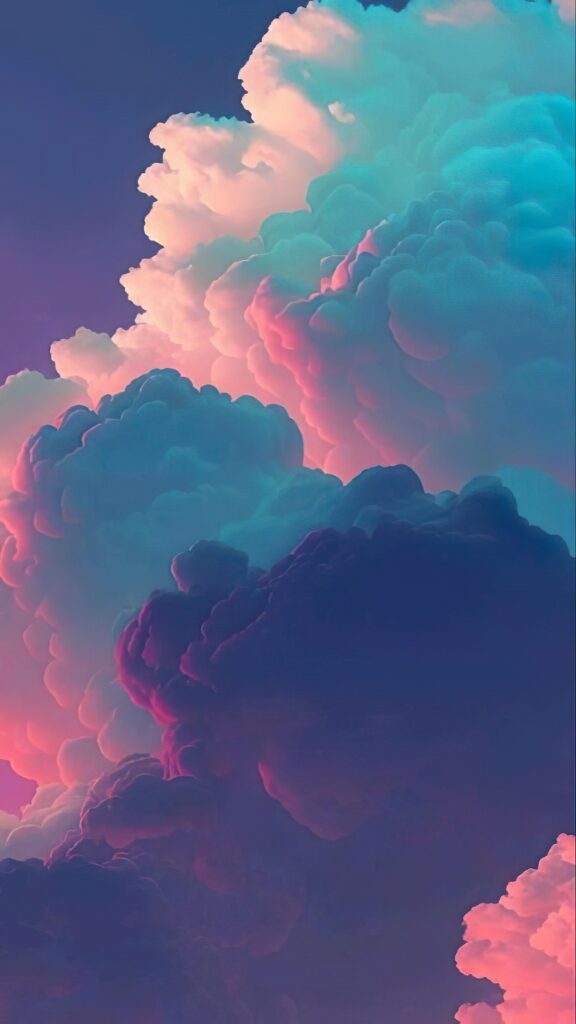 кучевые облака, цвет неба, фиолетовый оттенок