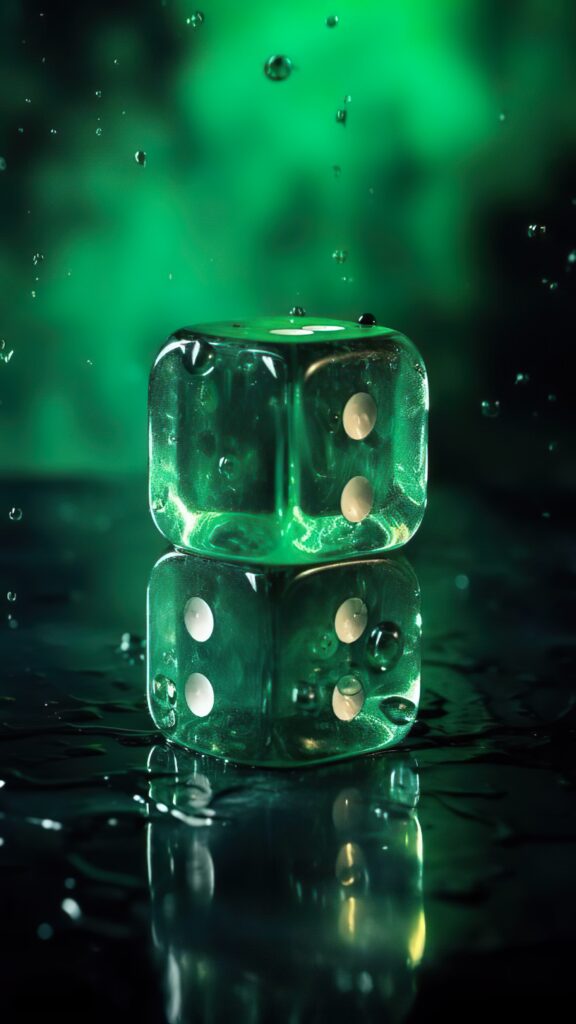 зеленый фон, кубики, капли воды дождя