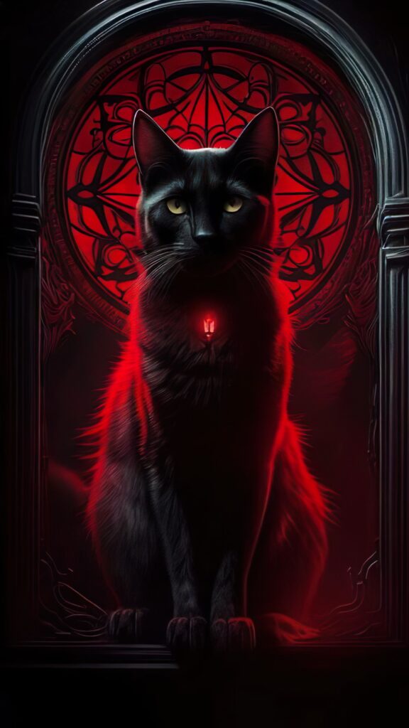 черная кошка, красный цвет, кулон, дарк