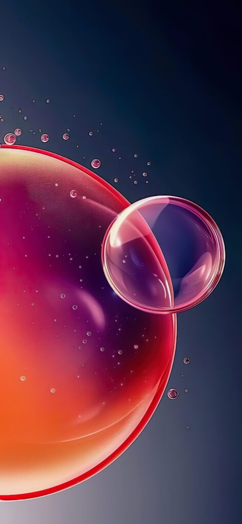 большой и маленький пузырь, шар, красный